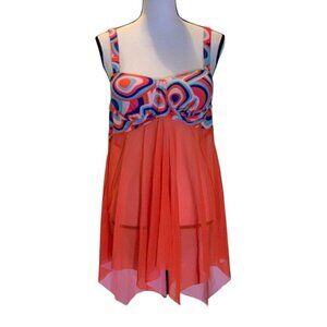 Womens Tankani Swimwear One Piece Size 18 Built In Underwire Bra Multicolor